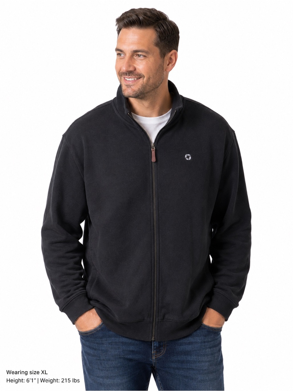 Chase Branded Lands' End Men's Navy Zip-Up Fleece Jacket